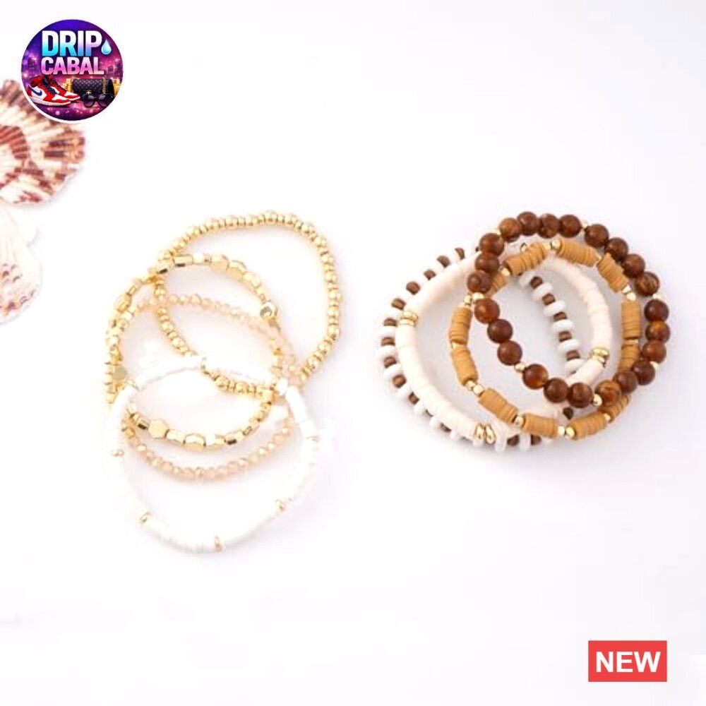 Boho Stretch Bead Bracelets Stackable Gold Plated… - image 2